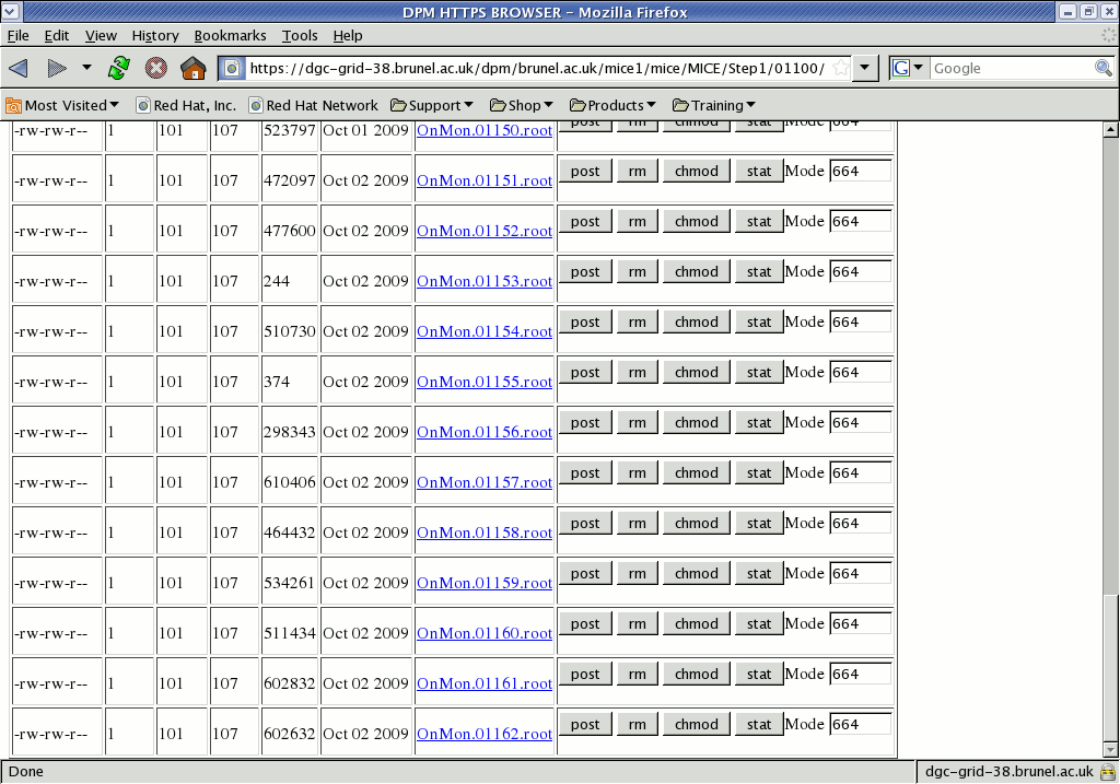 DPM web interface for MICE: runs 1100 scrolled