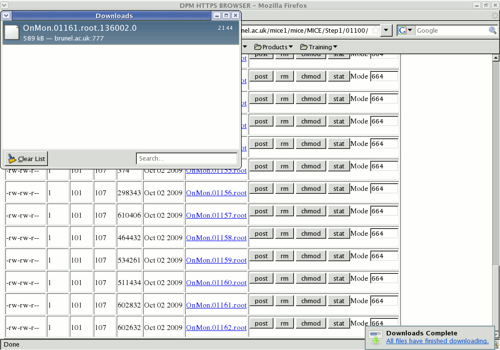 DPM web interface for MICE: downloaded